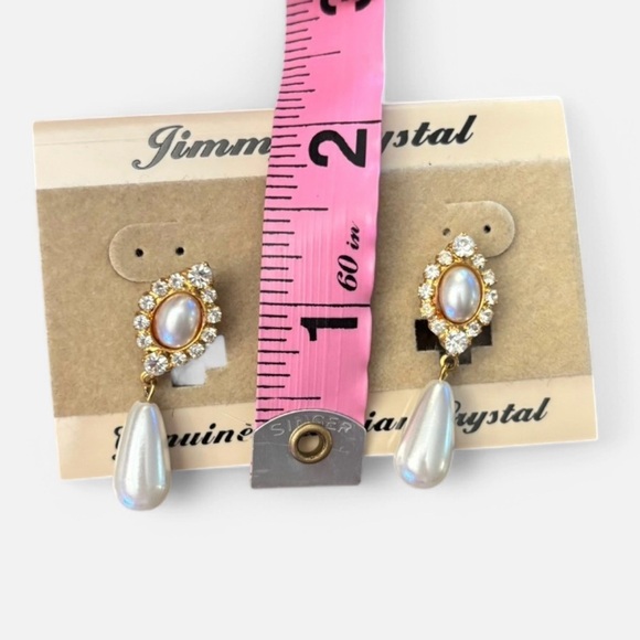 New Vintage Jimmy Crystal Dangle Earrings Genuine Austrian Crystal Gold Plated - Picture 3 of 3